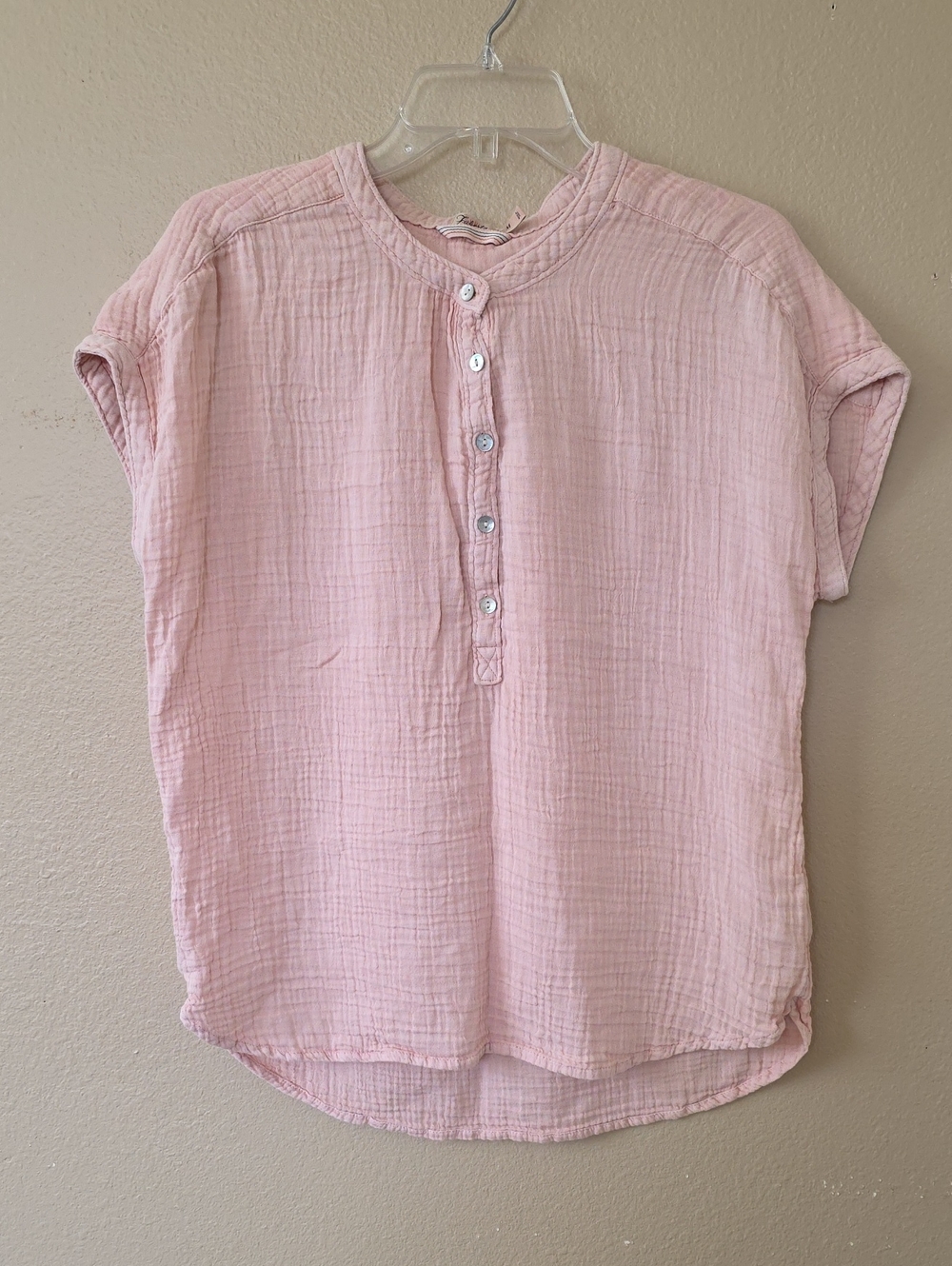 Faherty Womens Pink Dream Desmond Organic Cotton Gauze Top - Size Medium